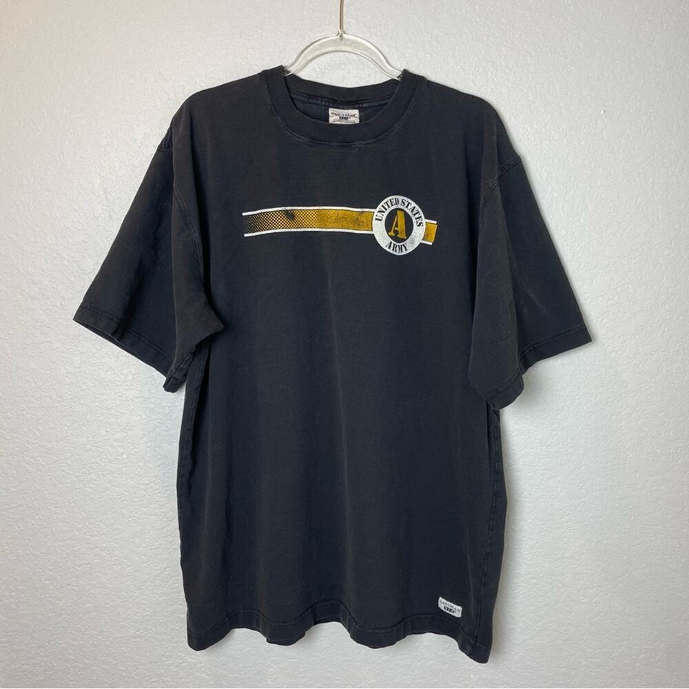 VINTAGE OARSMAN 913 Black US ARMY Oversized Graphic T-Shirt Size XL